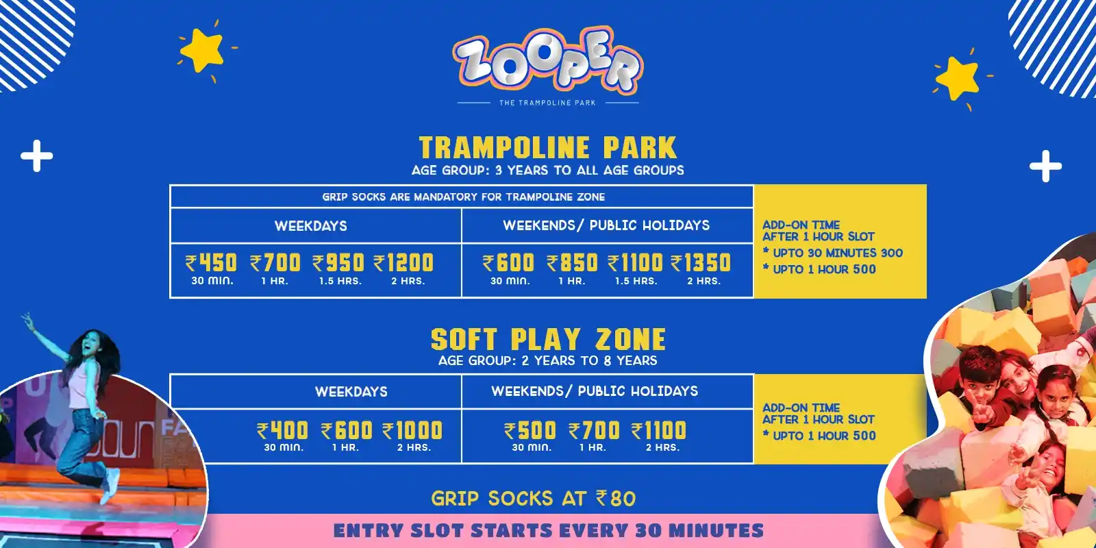 Trampoline Park & Soft Play Zone Offers at Zooper Trampoline Park
